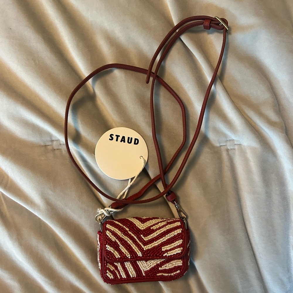Staud tommy mini beaded crossbody bag
